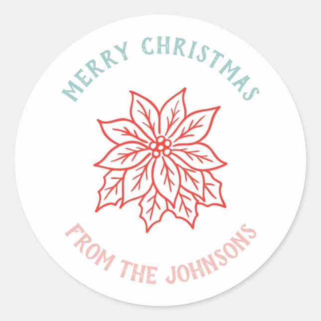 Adesivo Personalized Family Name Merry Christmas Flower (Frente)