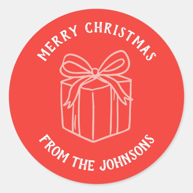 Adesivo Personalized Family Name Merry Christmas Gift (Frente)