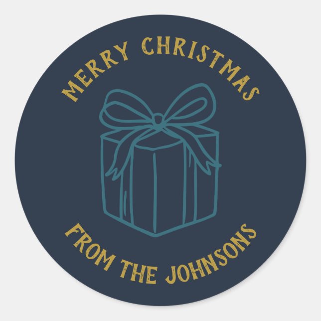 Adesivo Personalized Family Name Merry Christmas Gift (Frente)