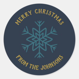 Adesivo Personalized Family Name Merry Christmas Snowflake
