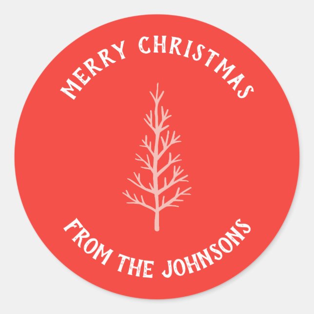 Adesivo Personalized Family Name Merry Christmas Tree (Frente)