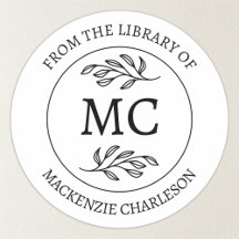 Personalized From the Library Monogram Bookplate
