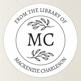Adesivo Personalized From the Library Monogram Bookplate