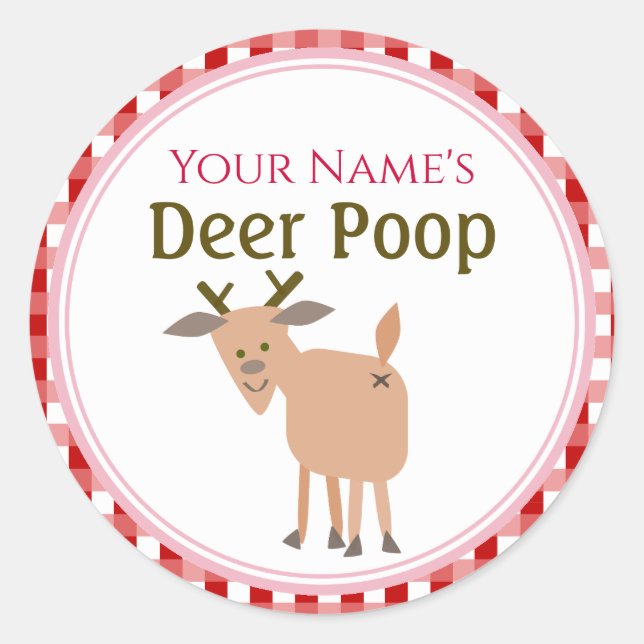 Adesivo Personalized Funny Reindeer Poop Christmas Gift (Frente)