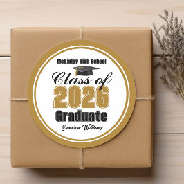 Adesivo Personalized Gold Class of 2026 Graduation Party
