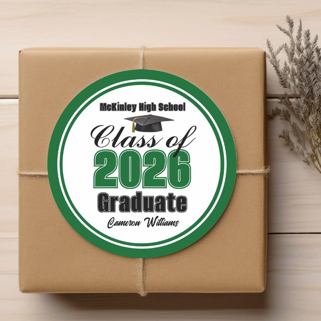 Adesivo Personalized Green Class of 2026 Graduation Party (Criador carregado)