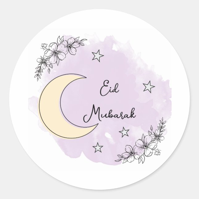 Adesivo Personalized Lavender Eid Mubarak Stickers (Frente)