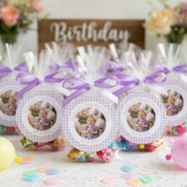 Adesivo Personalized Lavender Gingham 1st Birthday Photo