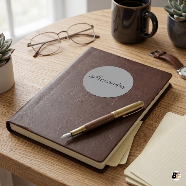 Adesivo Personalized  Name  – Elegant Grey Script, Custom  (Criador carregado)