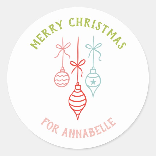 Adesivo Personalized Name Merry Christmas Bauble (Frente)