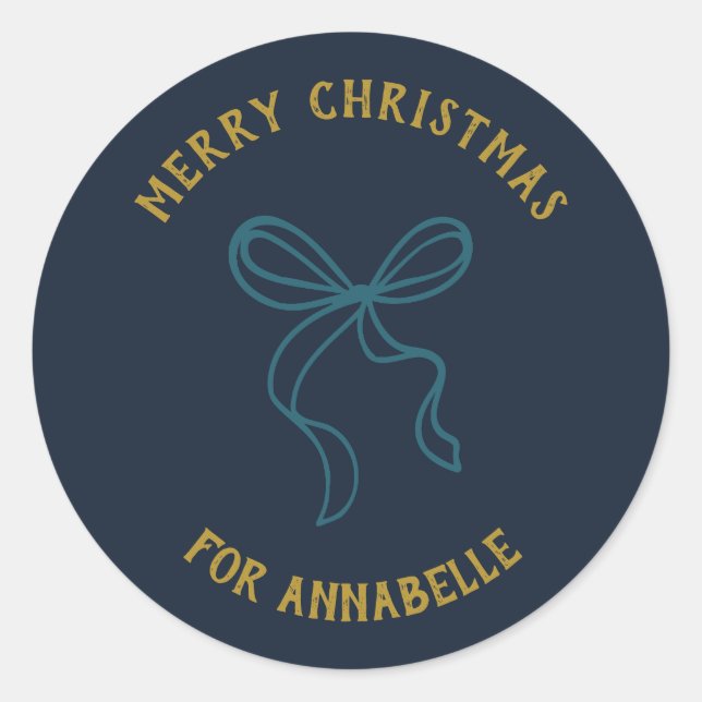 Adesivo Personalized Name Merry Christmas Bow (Frente)