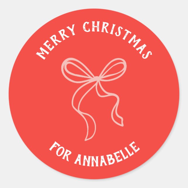 Adesivo Personalized Name Merry Christmas Bow (Frente)