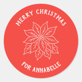 Adesivo Personalized Name Merry Christmas Flower