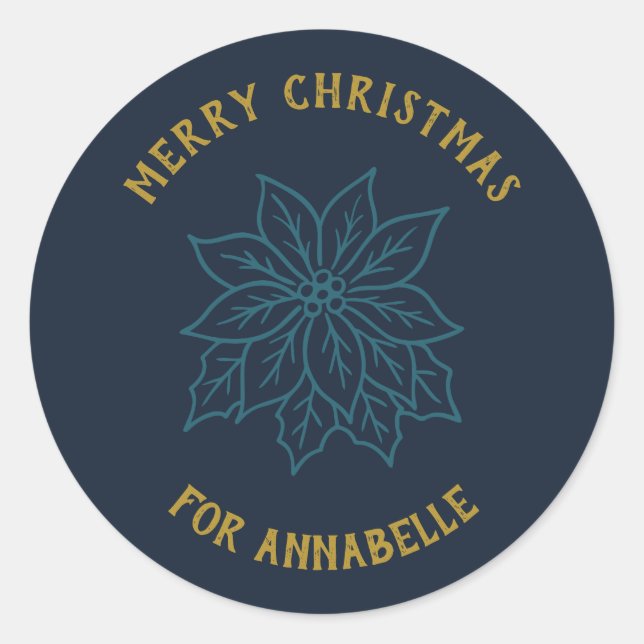 Adesivo Personalized Name Merry Christmas Flower (Frente)