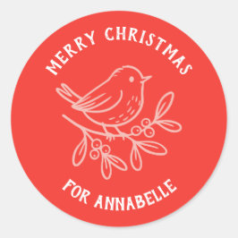 Adesivo Personalized Name Merry Christmas Robin
