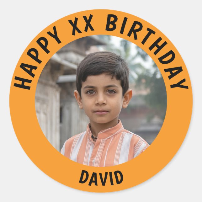 Adesivo Personalized Photo, Name And Age Birthday (Frente)