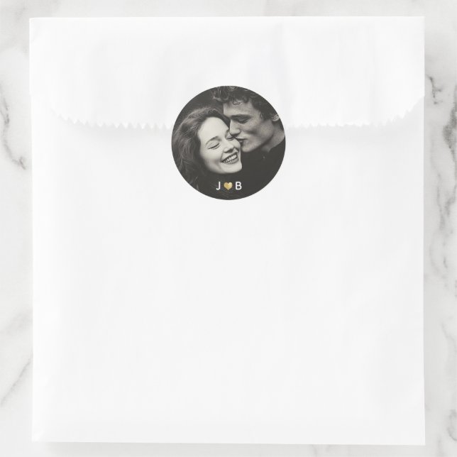 Adesivo Personalized Photo Wedding Custom Initials Treat (Bolsa)