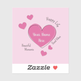 Adesivo Personalized Pink Hearts Vinyl Sticker