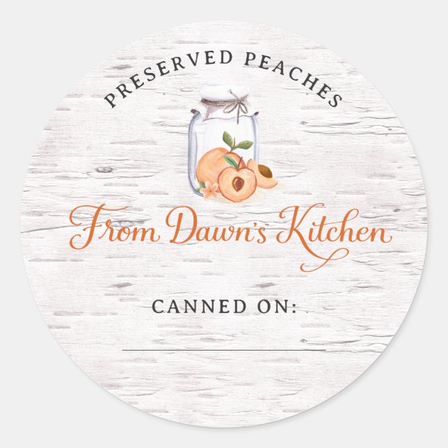 Adesivo Personalized Preserved Peaches Canning Stickers (Frente)