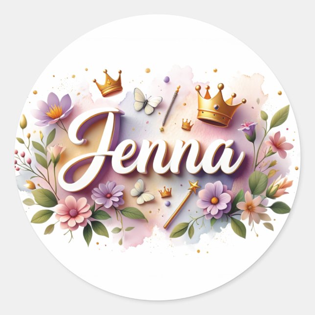 Adesivo Personalized  Princess Floral Name Stickers  (Frente)
