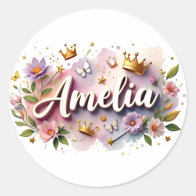 Adesivo Personalized  Princess Floral Name Stickers  (Frente)
