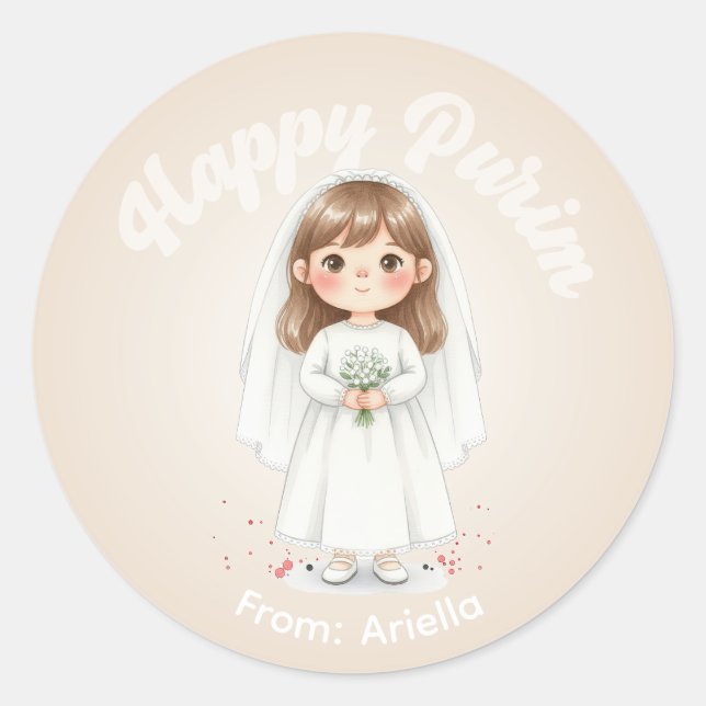 Adesivo Personalized Purim Sticker – Bride Theme (Frente)