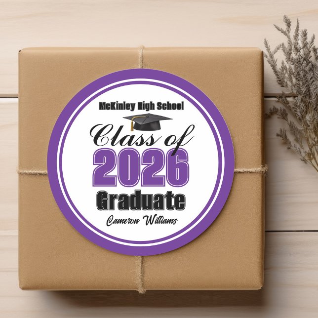 Adesivo Personalized Purple Class of 2026 Graduation Party (Criador carregado)