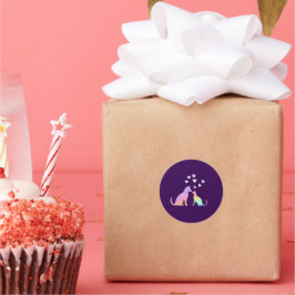 Adesivo Personalized Rainbow Dog and Cat Love Round Sticke