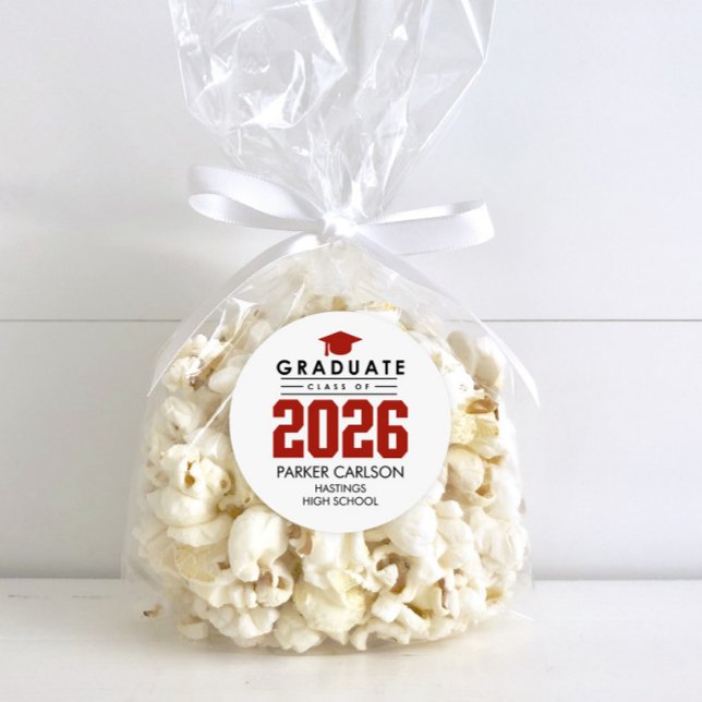 Adesivo Personalized Red Class of 2026 Graduation Sticker (Criador carregado)