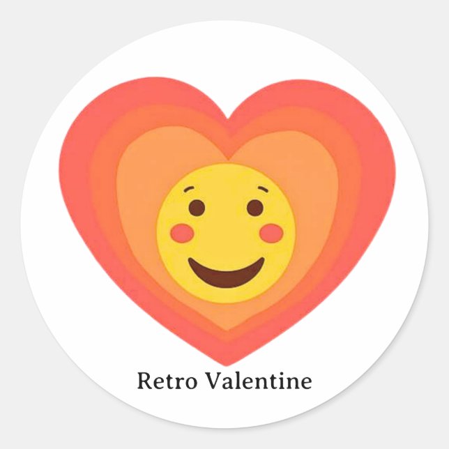 Adesivo Personalized Retro Smiley Heart Valentine Sticker (Frente)
