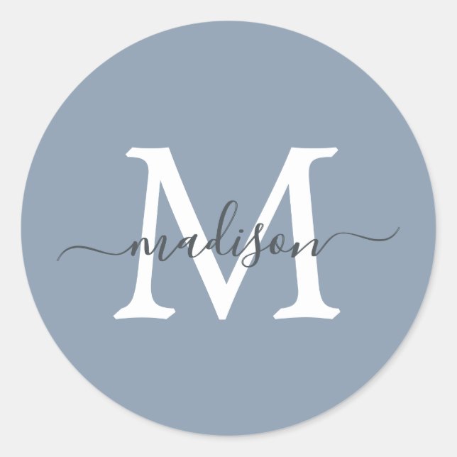 Adesivo Personalized Script Name Monogram Dusty Blue (Frente)