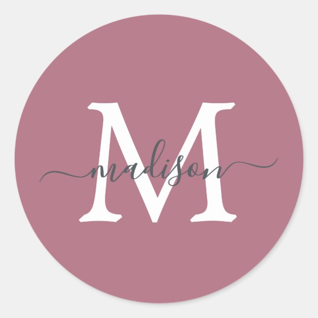 Adesivo Personalized Script Name Monogram Dusty Rose (Frente)