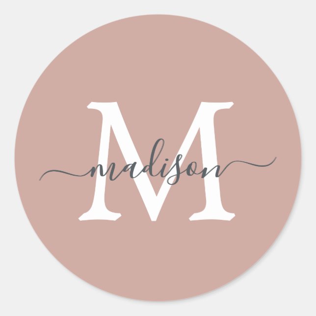 Adesivo Personalized Script Name Monogram Dusty Rose (Frente)