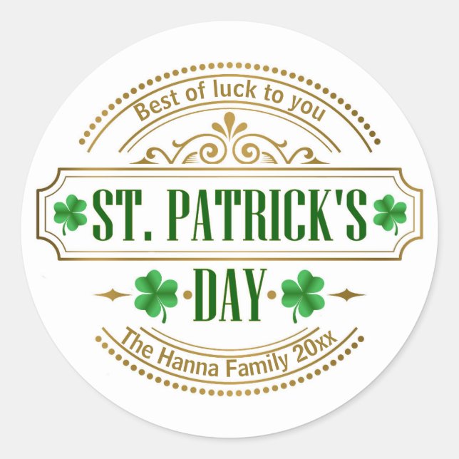 Adesivo Personalized St. Patrick's Day I Luck of the Irish (Frente)