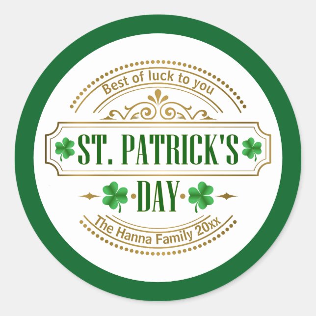 Adesivo Personalized St. Patrick's Day I Luck of the Irish (Frente)
