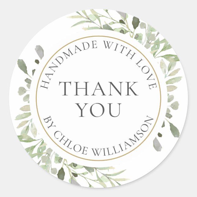Adesivo Personalized Thank You Message Greenery Floral (Frente)