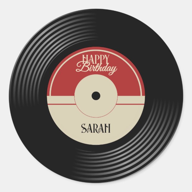 Adesivo Personalized Vinyl Record Birthday  (Frente)