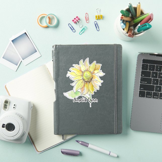 Adesivo Personalized Watercolor Sunflower (Capa para iPad)