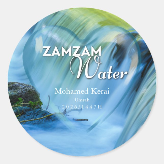 Adesivo Personalized Zamzam Water Umrah & Hajj Gift Label (Frente)