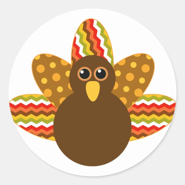 Adesivo 🦃 Peru Adorável com penas coloridas (Frente)