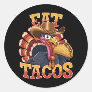 Adesivo Peru do Dia de Ação de Graças Come Tacos  Mexicano
