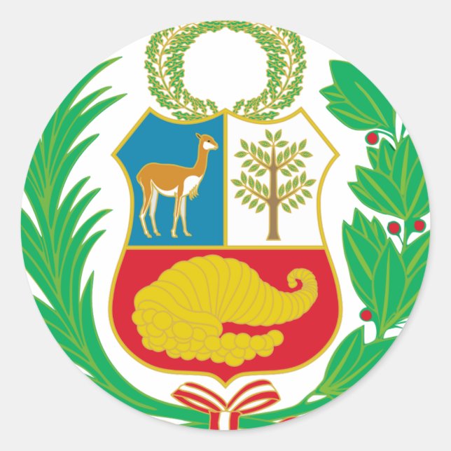 Adesivo Peru - Escudo Nacional (Emblema Nacional) (Frente)