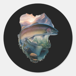 Adesivo Pesca com Mosca Truta Montanhas Natureza Pescador