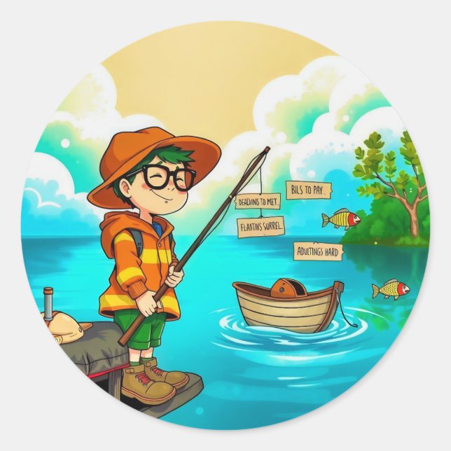 Adesivo Pesca da Simplicidade: Fuga de uma Criança (Frente)