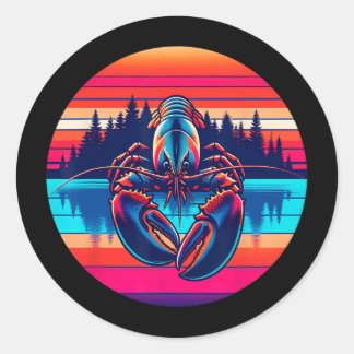 Adesivo Pesca de Lagosta Pôr do Sol Estilo Retro Vintage 8