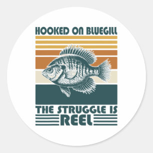 Adesivo Pescador Antigo Fisgado Pelo Bluegill A Luta