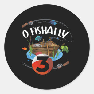 Adesivo Pescador de 3 anos de idade O-fishally 3º aniversá