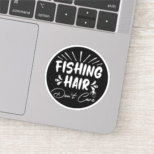 Adesivo Pescador Engraçado, Pescando Cabelo Não Se Importa