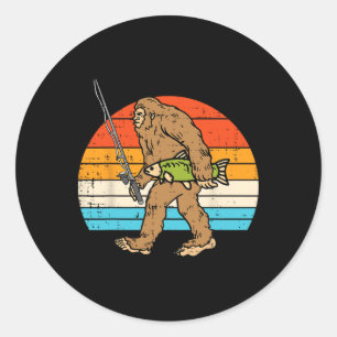Adesivo Pescador Retro Bigfoot Sasquatch Homens Mulheres