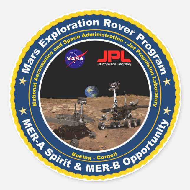 Adesivo Pesquisas Mars Exploration: Espírito e Oportunidad (Frente)